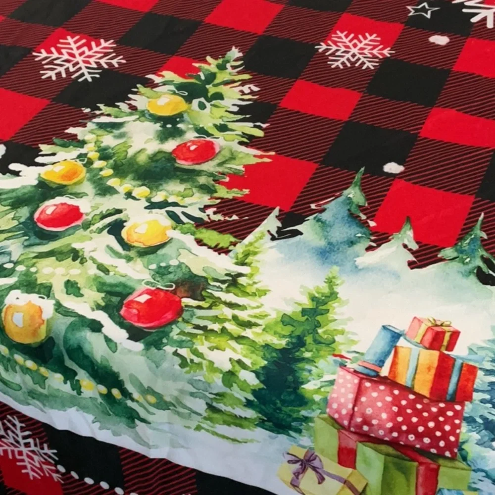 Three Christmas holiday tablecloths